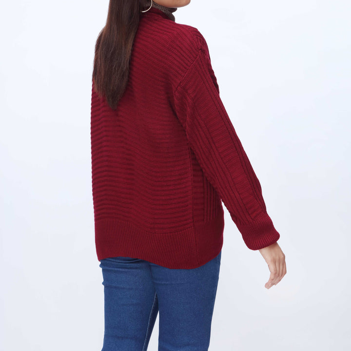 Maroon Mid Length Cardigan PW3912