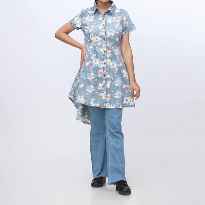 Denim Floral Button Through Shirt PW3954