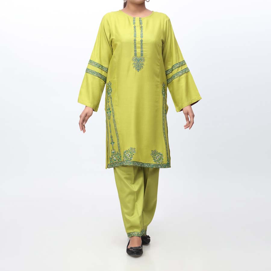 2PC- Embroidered Cambric Suit PW3996