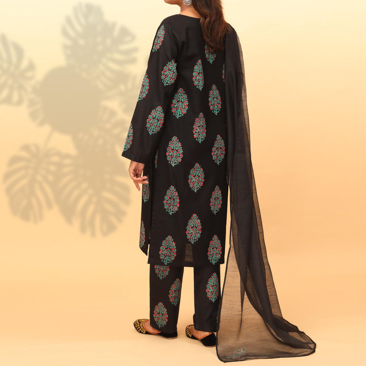 3PC- Dyed Khaddar With Laced Suit PW4060