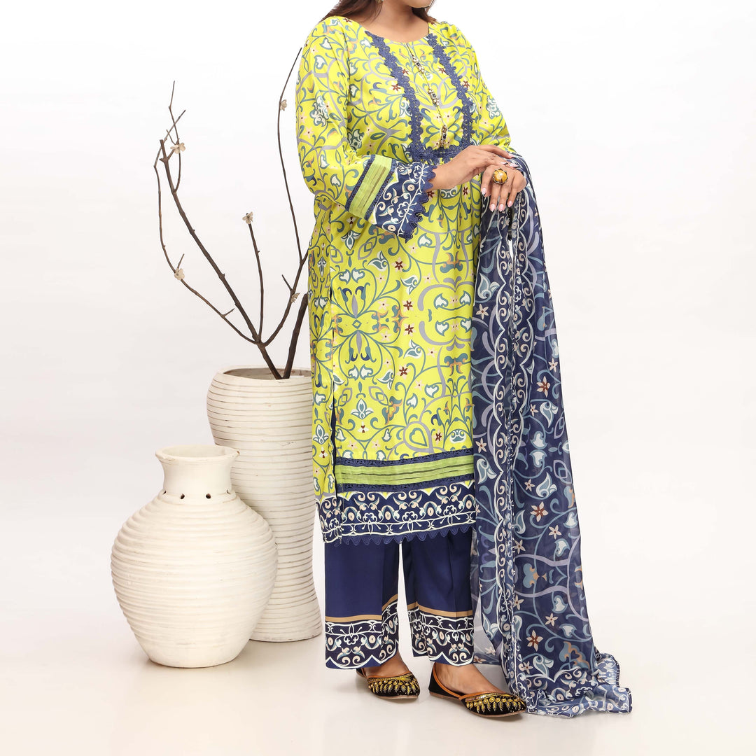 3PC- Grip Silk Printed Suit PW4085