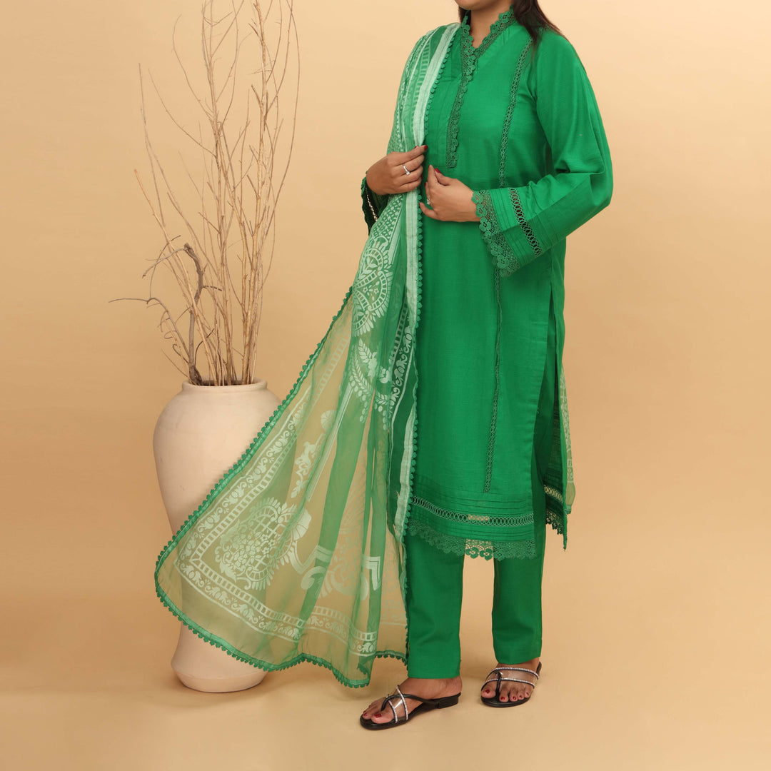 3PC- Embellished Khaddar Suit PW4111