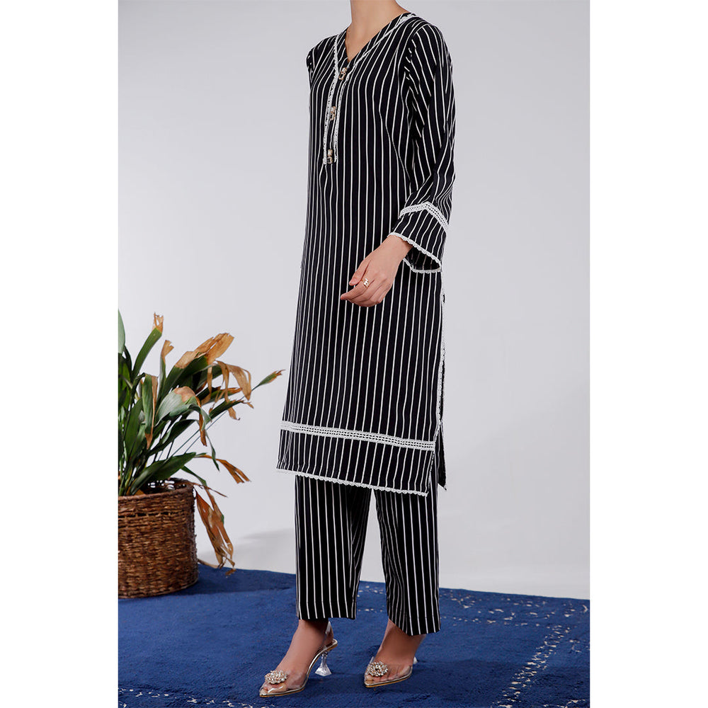 2PC- Solid strip Grip Silk Suit PW4114