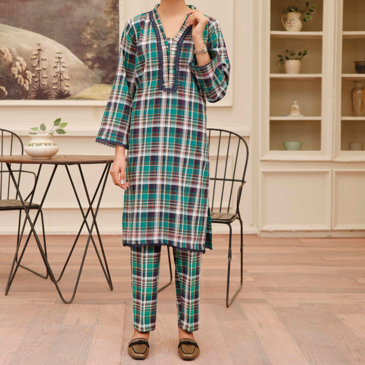 Green Flannel Co ord Set PW4131