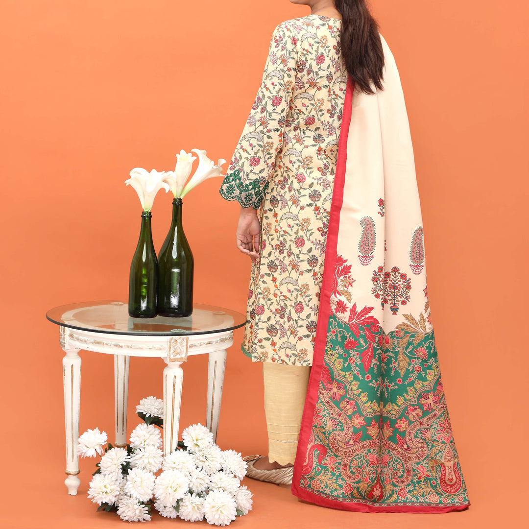 3PC- Embellished Khaddar Suit PW4146