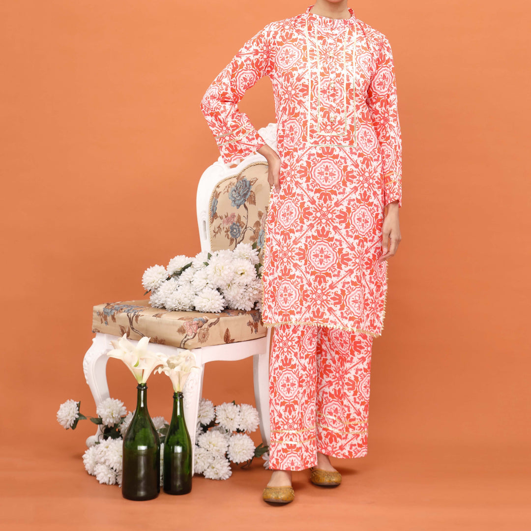 2PC- Printed Khaddar Co-ord Set PW4162