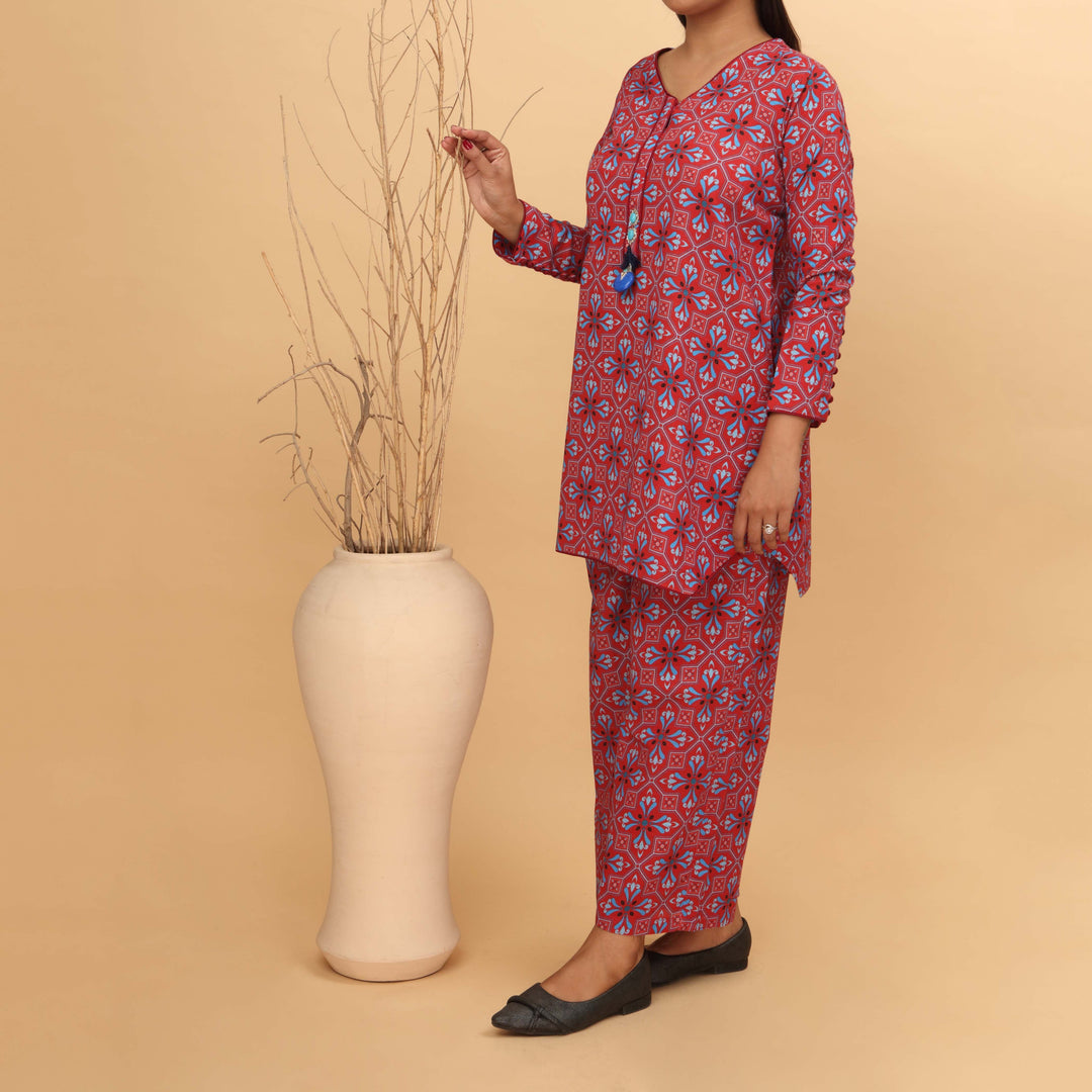 2PC- Printed Khaddar Co-ord Set PW4165