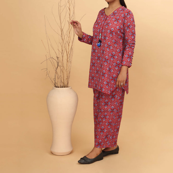 2PC- Printed Khaddar Co-ord Set PW4165