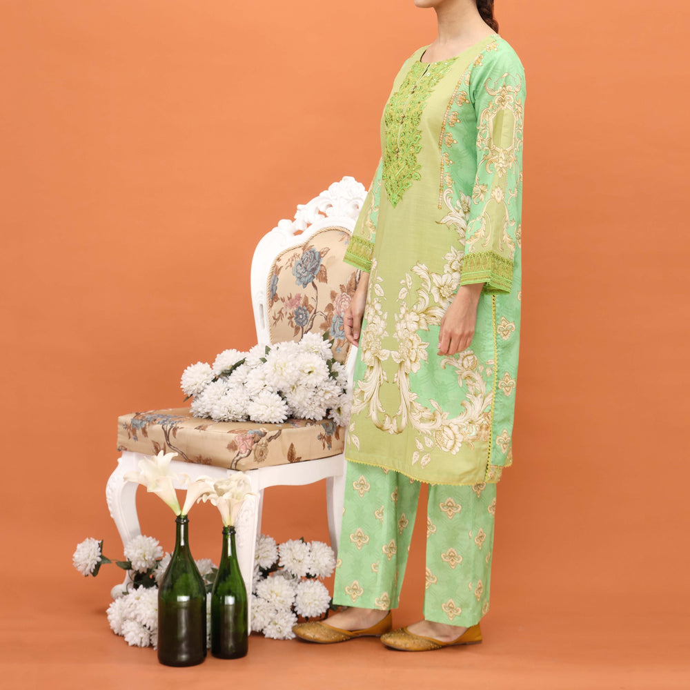 2PC- Printed Khaddar Co-ord Set PW4176