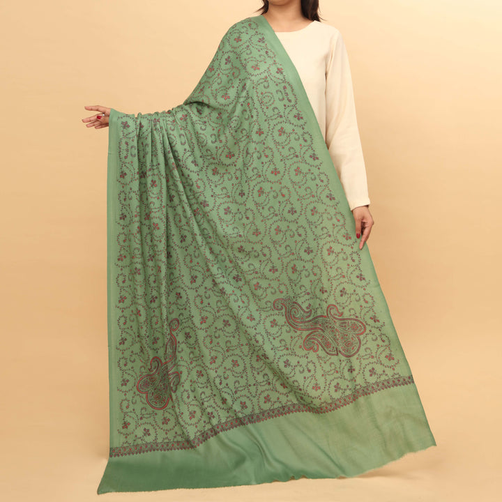 Green Acrylic Winter Shawl PW4227