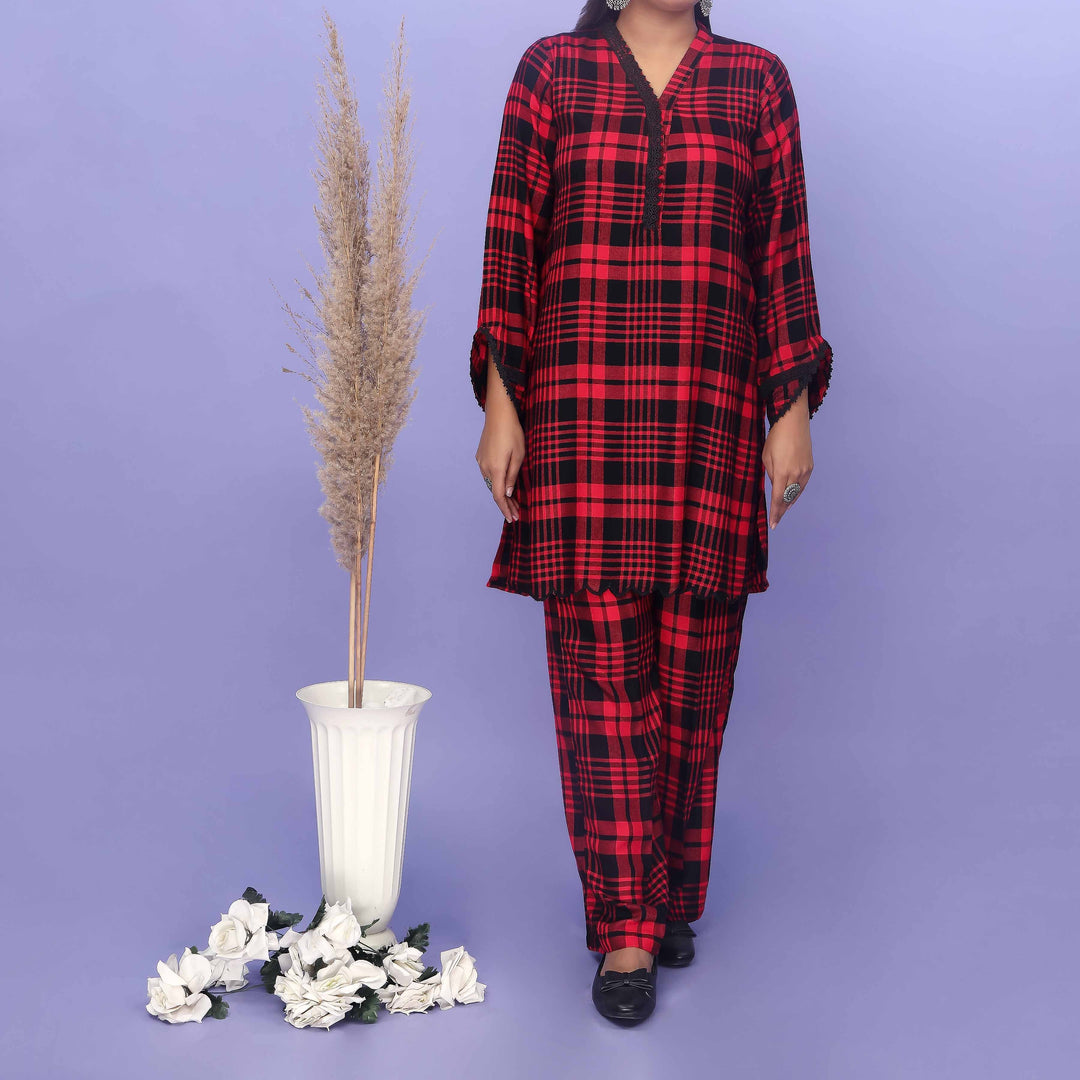 2PC- Flannel Checkered Suit PW4322