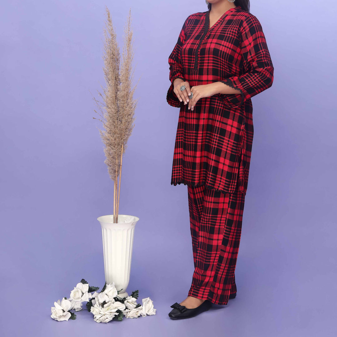 2PC- Flannel Checkered Suit PW4322