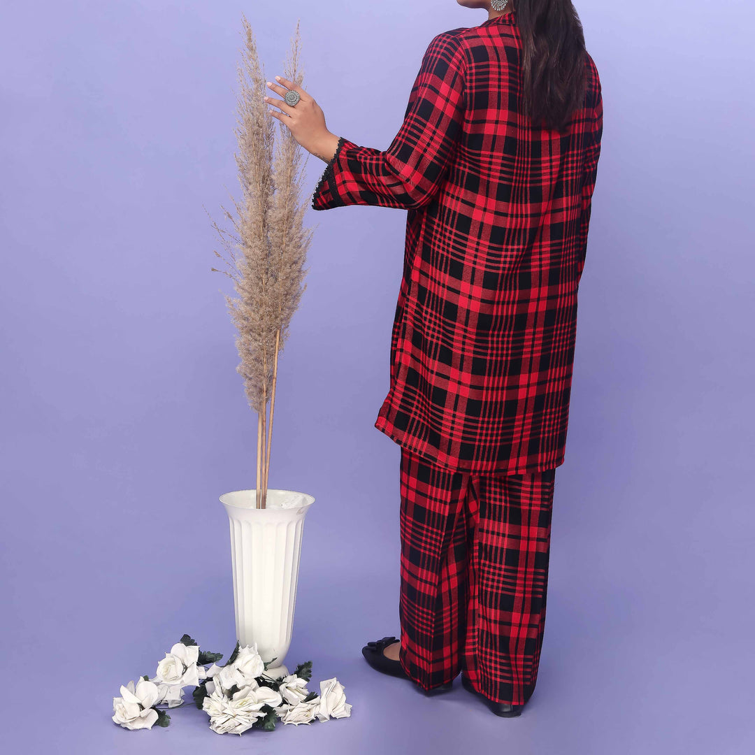 2PC- Flannel Checkered Suit PW4322