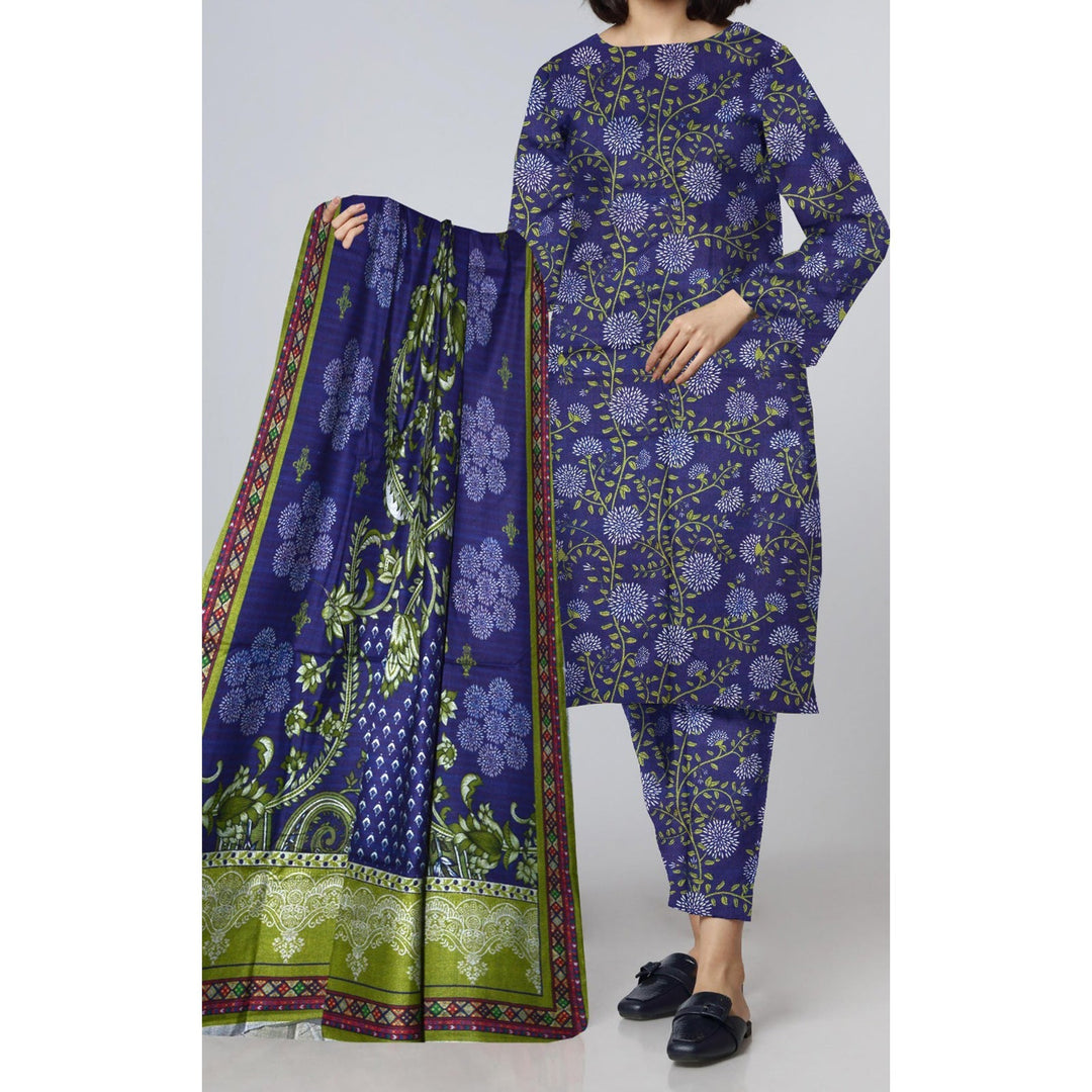 3PC- Unstitched Digital Printed Dhanak Suit PW4487