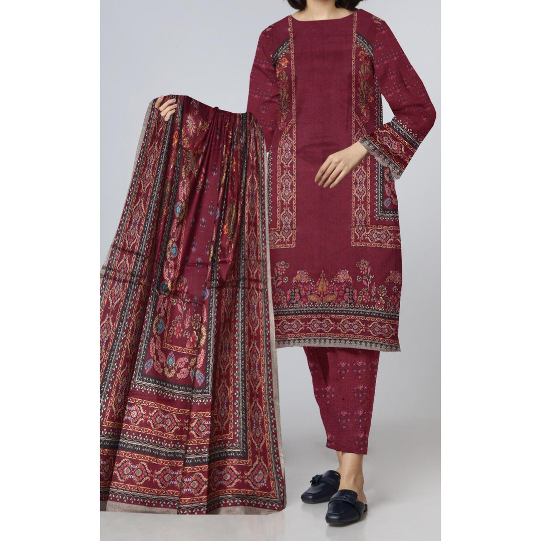 3PC- Unstitched Digital Printed Dhanak Suit PW4499