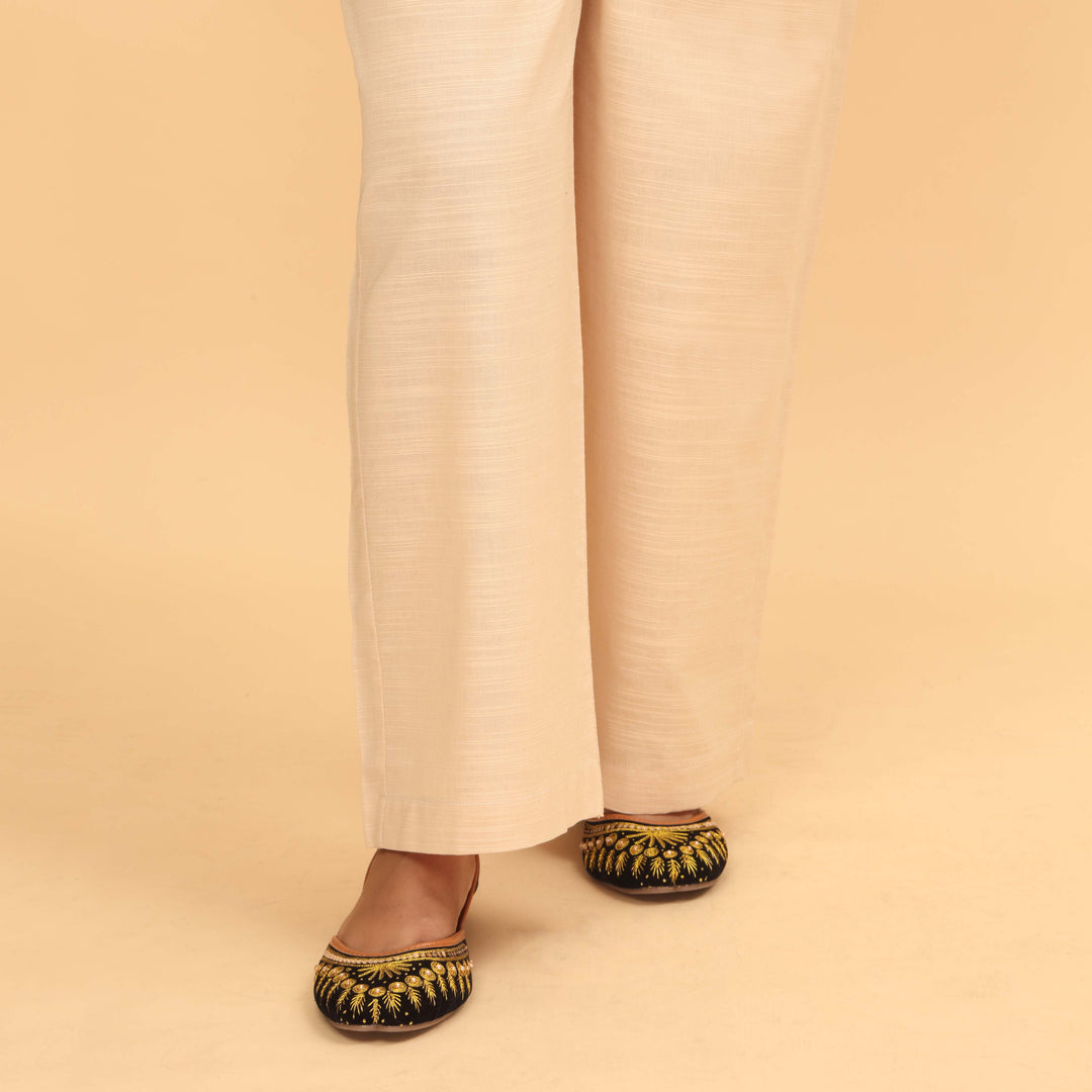 Beige Straight Fit Plain Trouser PW4509