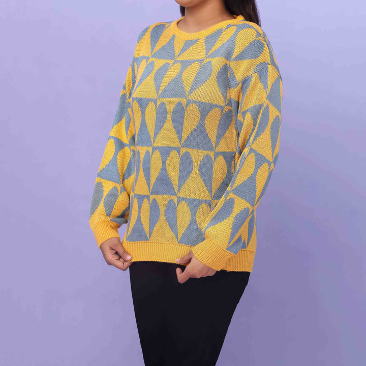 Yellow Acrylic Thread Winter Sweater PW4801