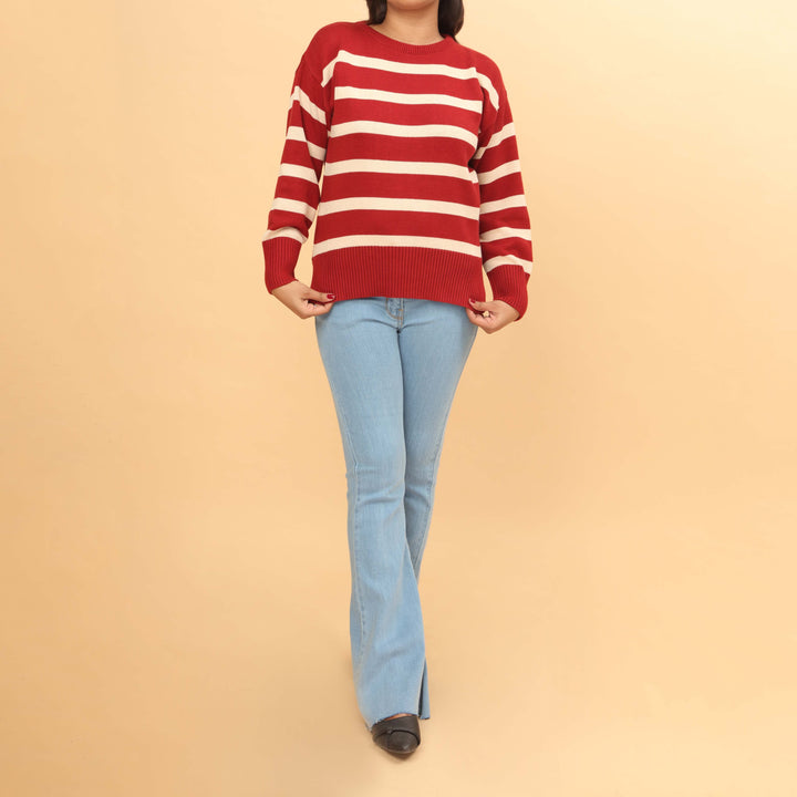 Maroon Cotton Thread Winter Sweater PW4805