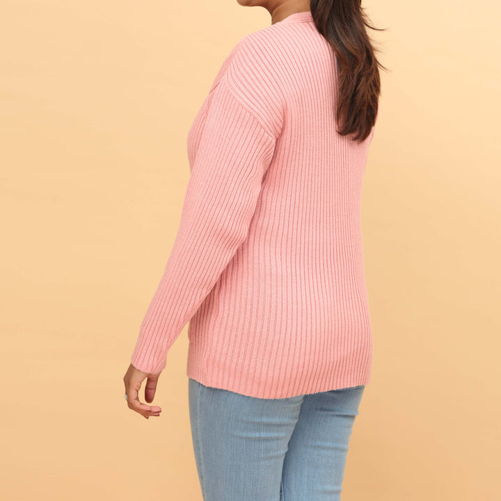 Pink Cotton Thread Winter Sweater PW4816