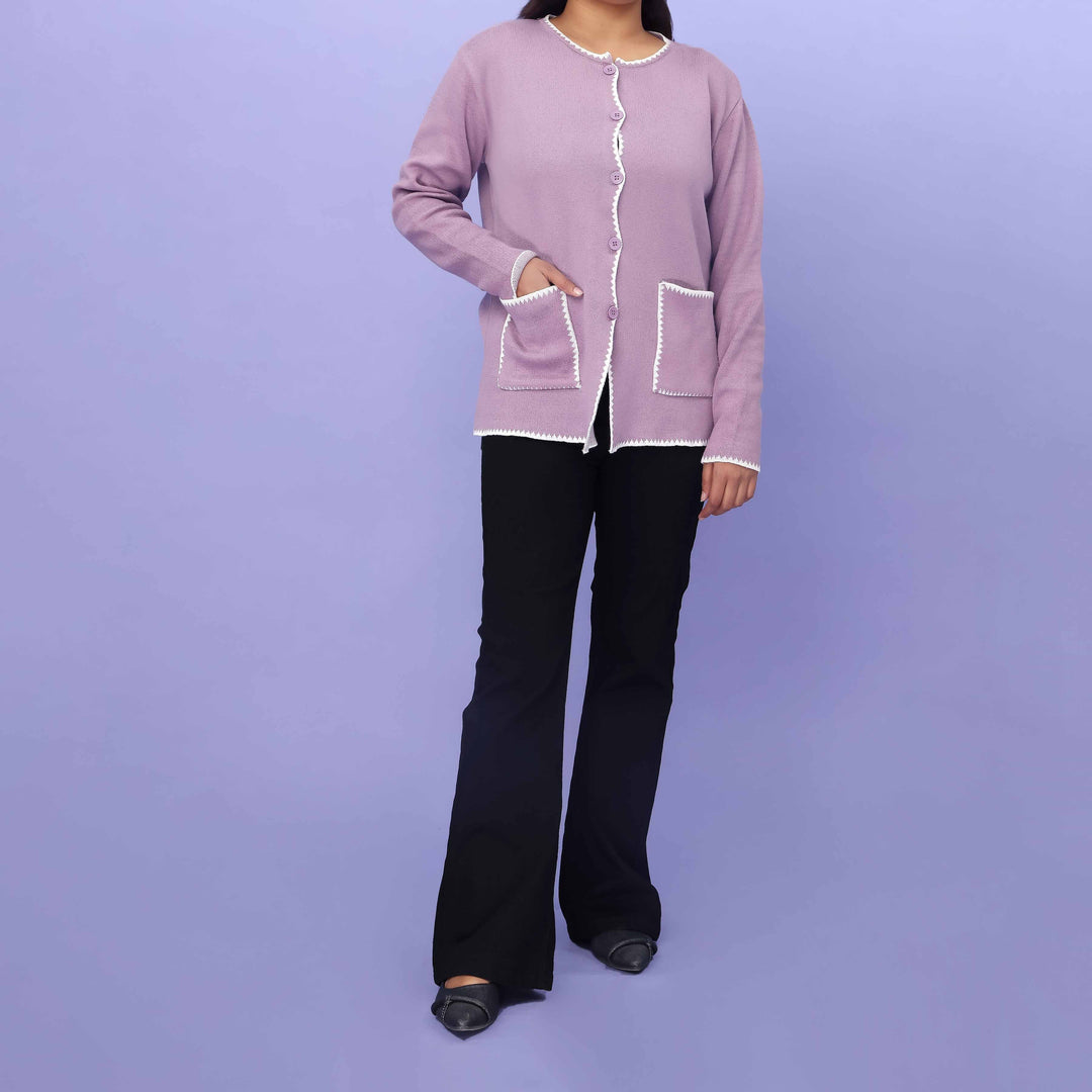 Purple Cotton Thread Winter Sweater PW4833