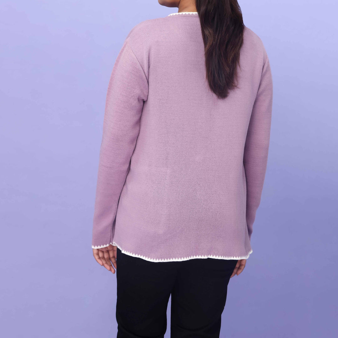 Purple Cotton Thread Winter Sweater PW4833