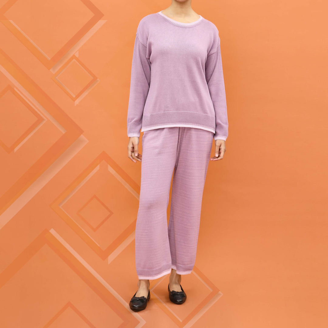 Lilac Cotton Thread Winter Sweater Cord Set PW4846