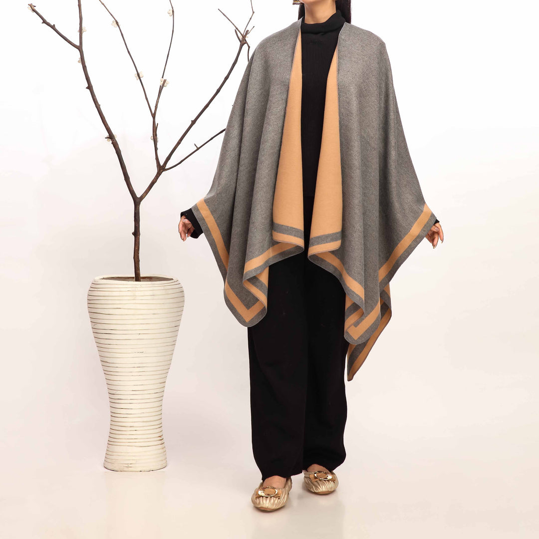 Grey Winter Cape Shawl PW4917