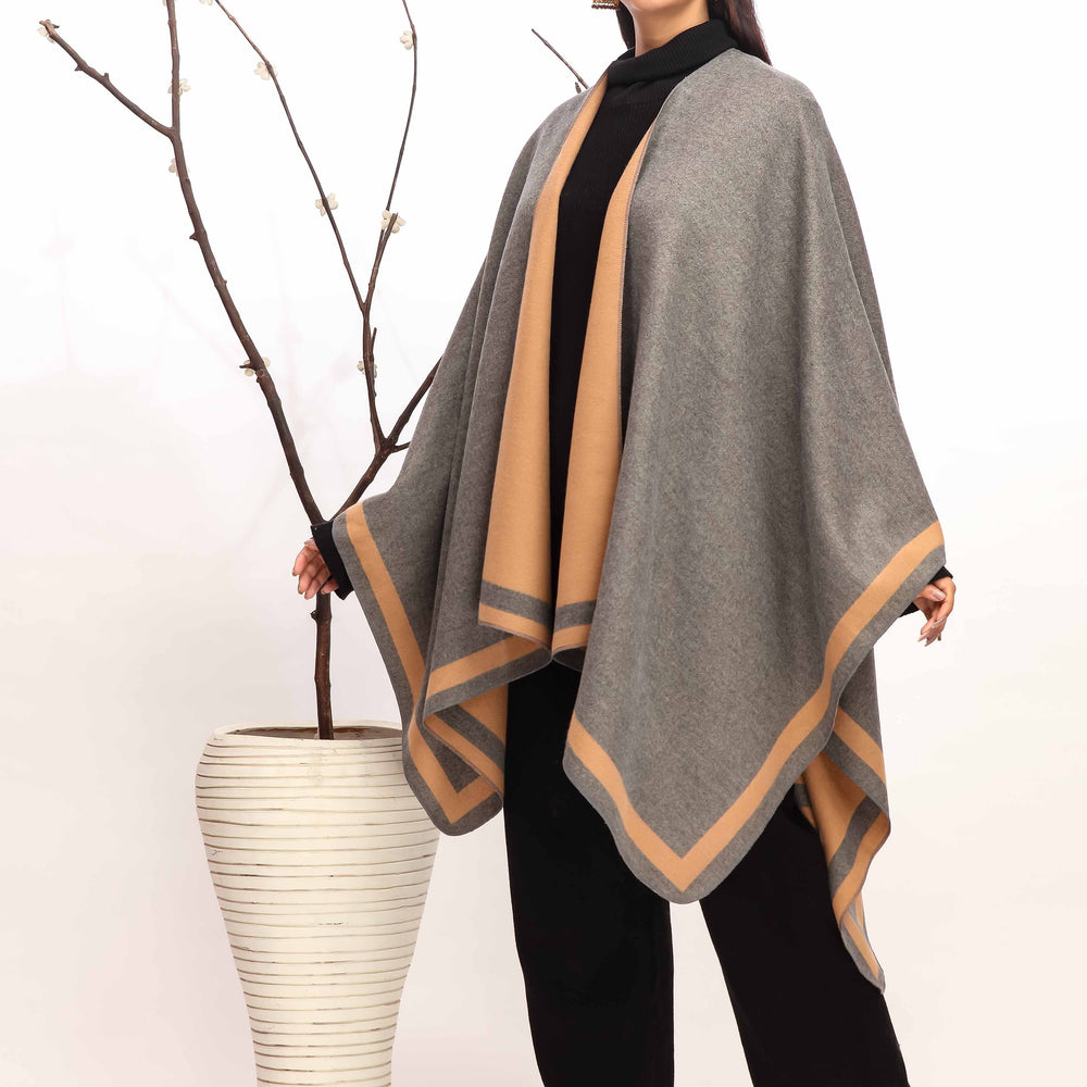 Grey Winter Cape Shawl PW4917