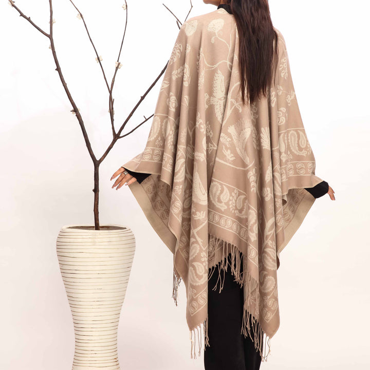 Beige Winter Cape Shawl PW4923