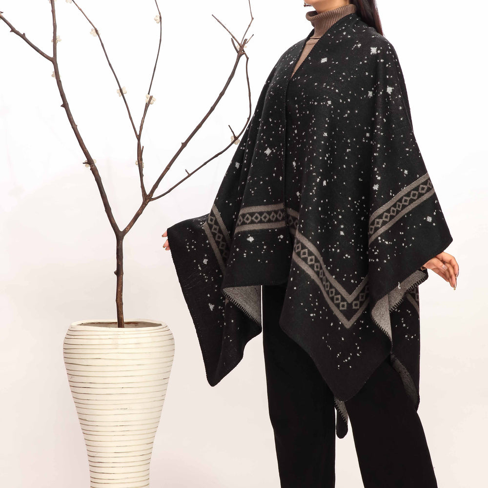 Black Winter Cape Shawl PW4925