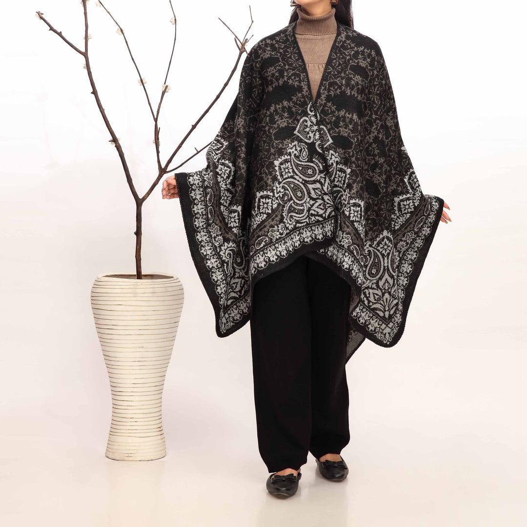 Black Winter Cape Shawl PW4929