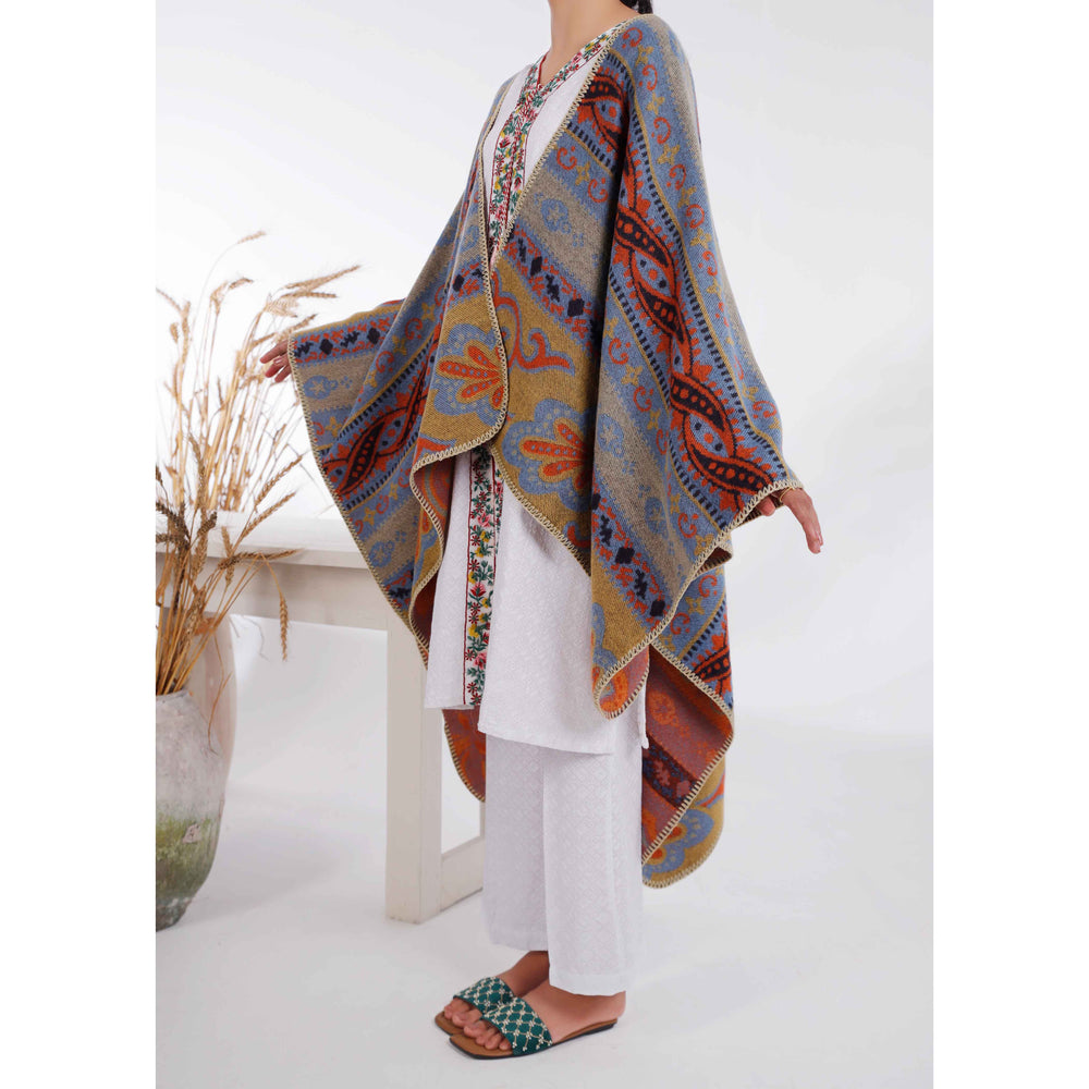 Sky Blue Winter Acrylic Cape Shawl PW4948