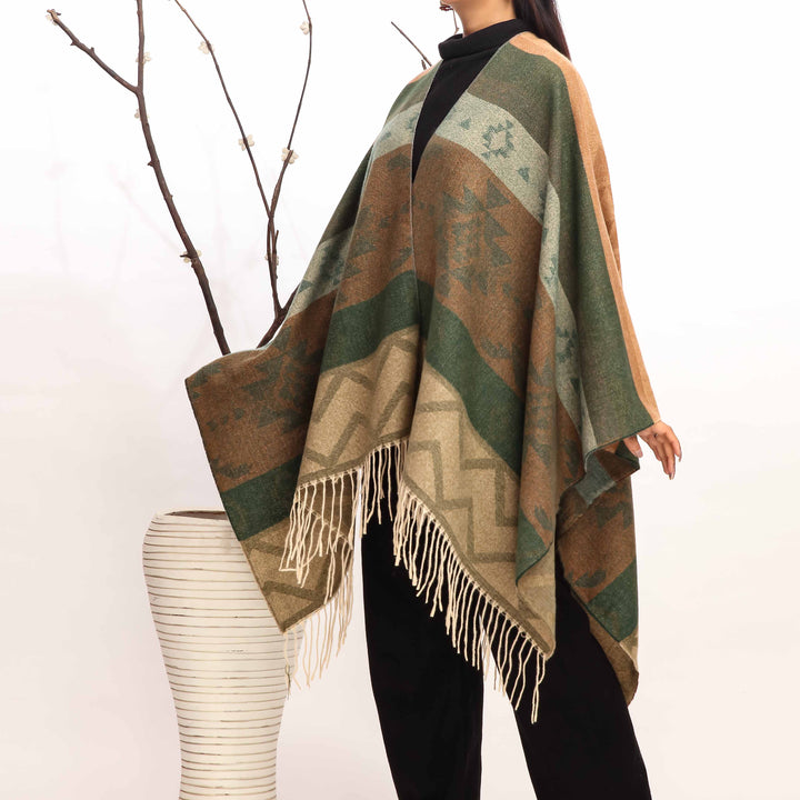 Green Winter Cape Shawl PW4955