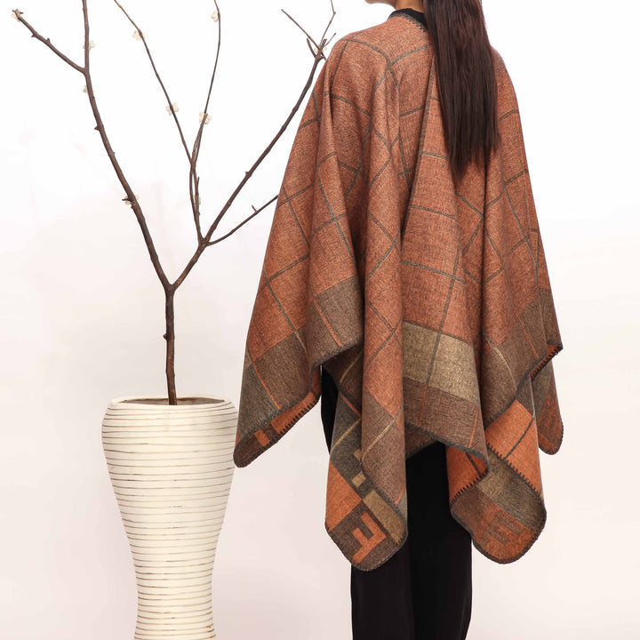 Orange Winter Cape Shawl PW4960