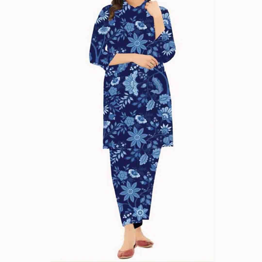2PC- UnStitched Digital Printed Khaddar Shirt & Trouser PW8322