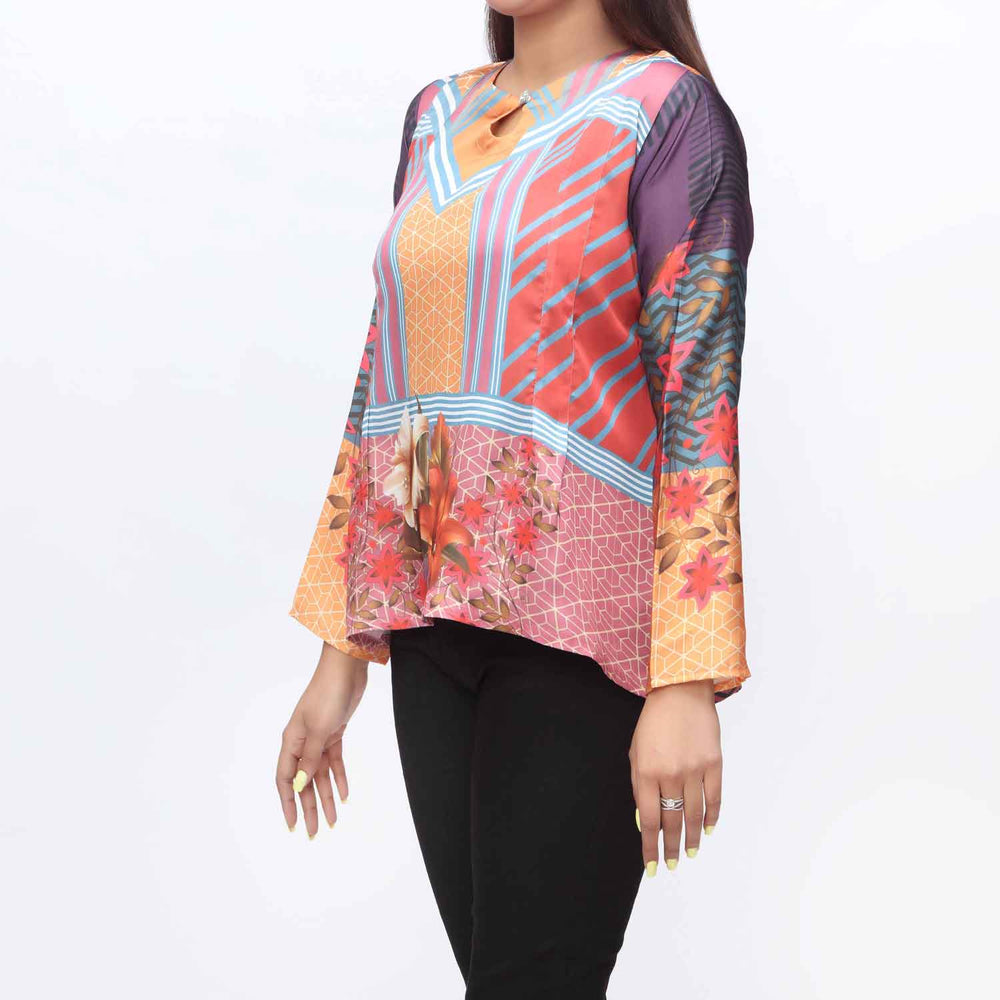 1PC- Digital Printed Shamoz Silk Top PW9010