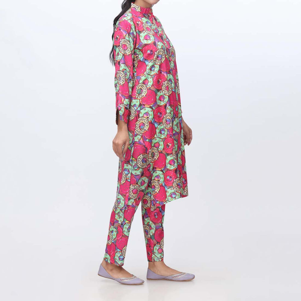 2PC- Printed Shamouse Silk Suit PW9019