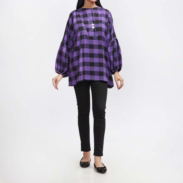 1PC- Flannel Checkered Top PW9044