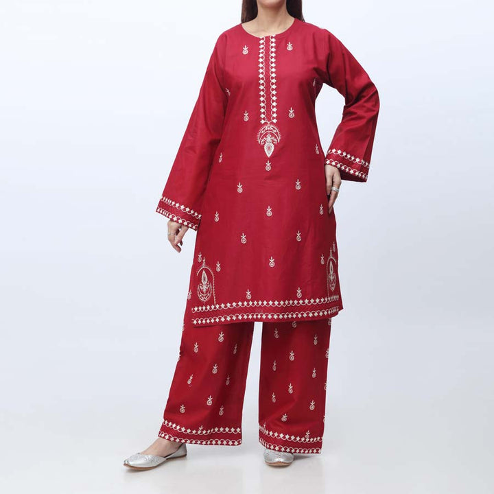 2PC- Embroidered Cambric Suit PW9051