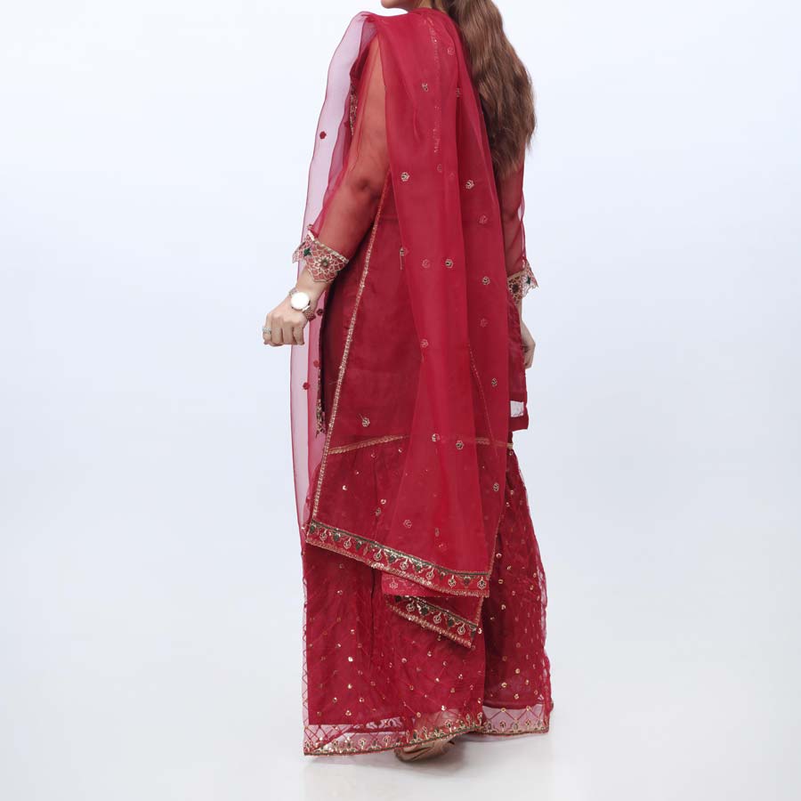 3PC- Embellished Organza Suit PW9088