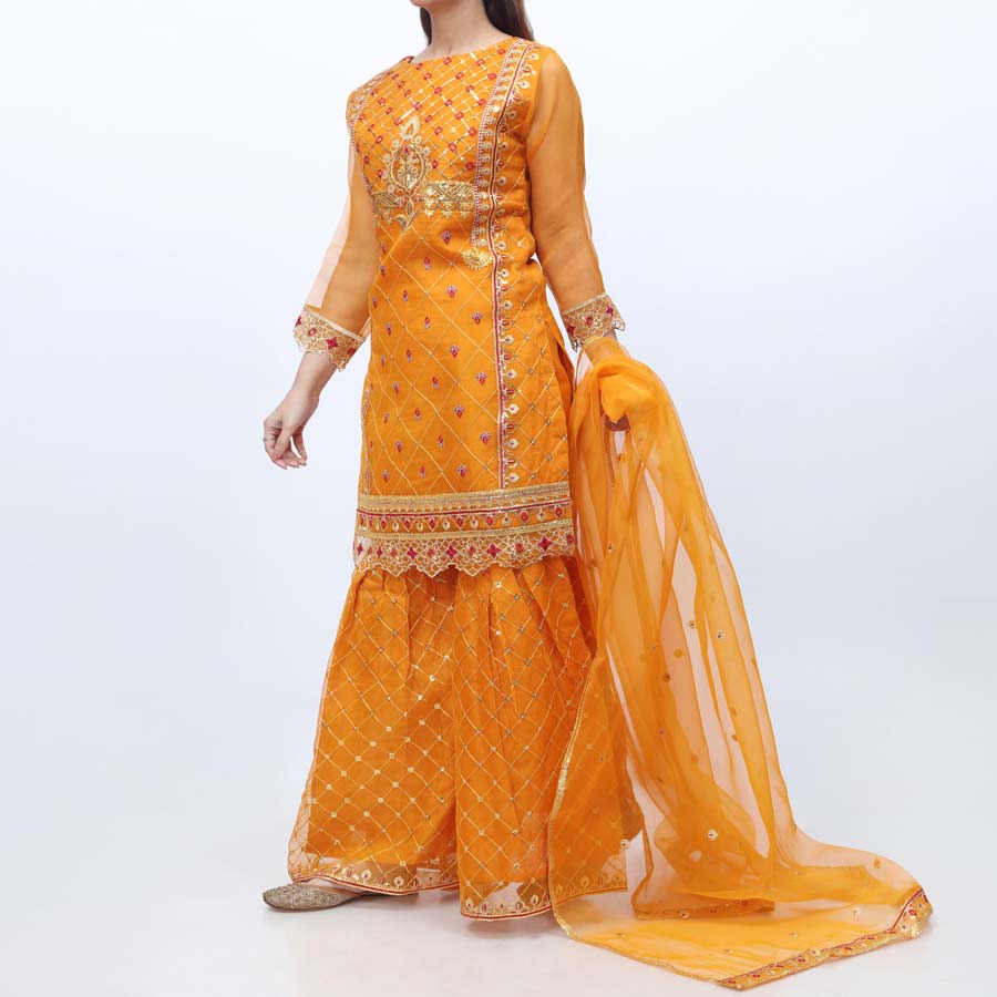 3PC- Embellished Organza Suit PW9088