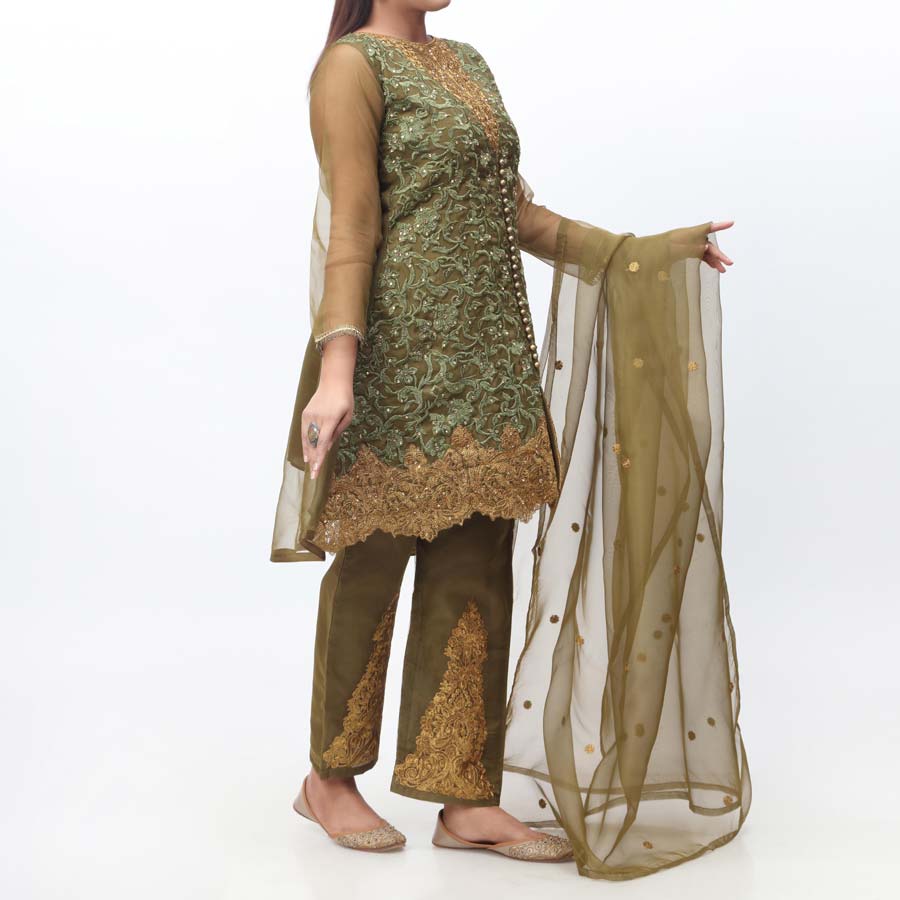 3PC- Embellished Organza Suit PW9091