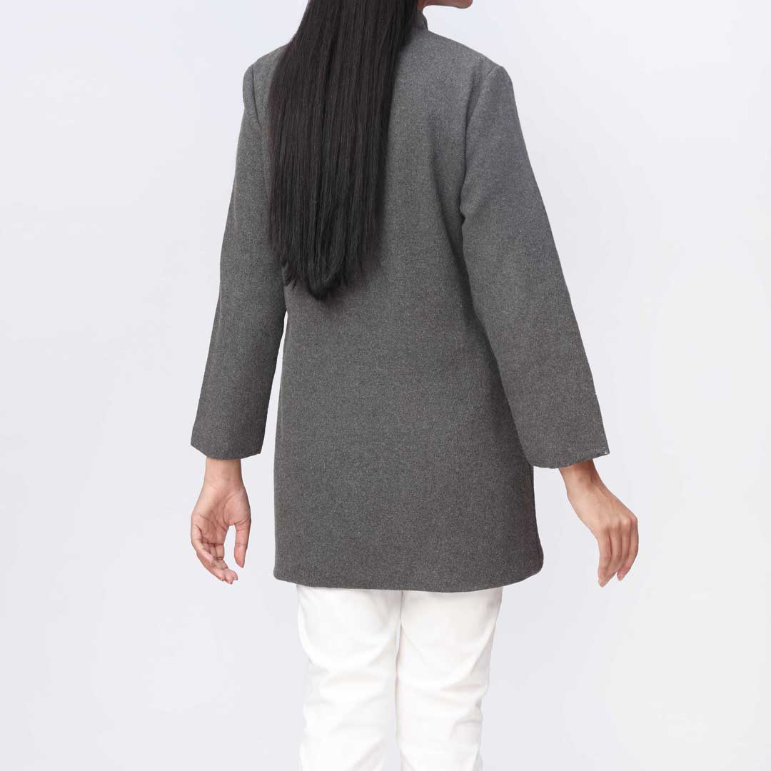 Grey Woolen Button Coat  PW9116