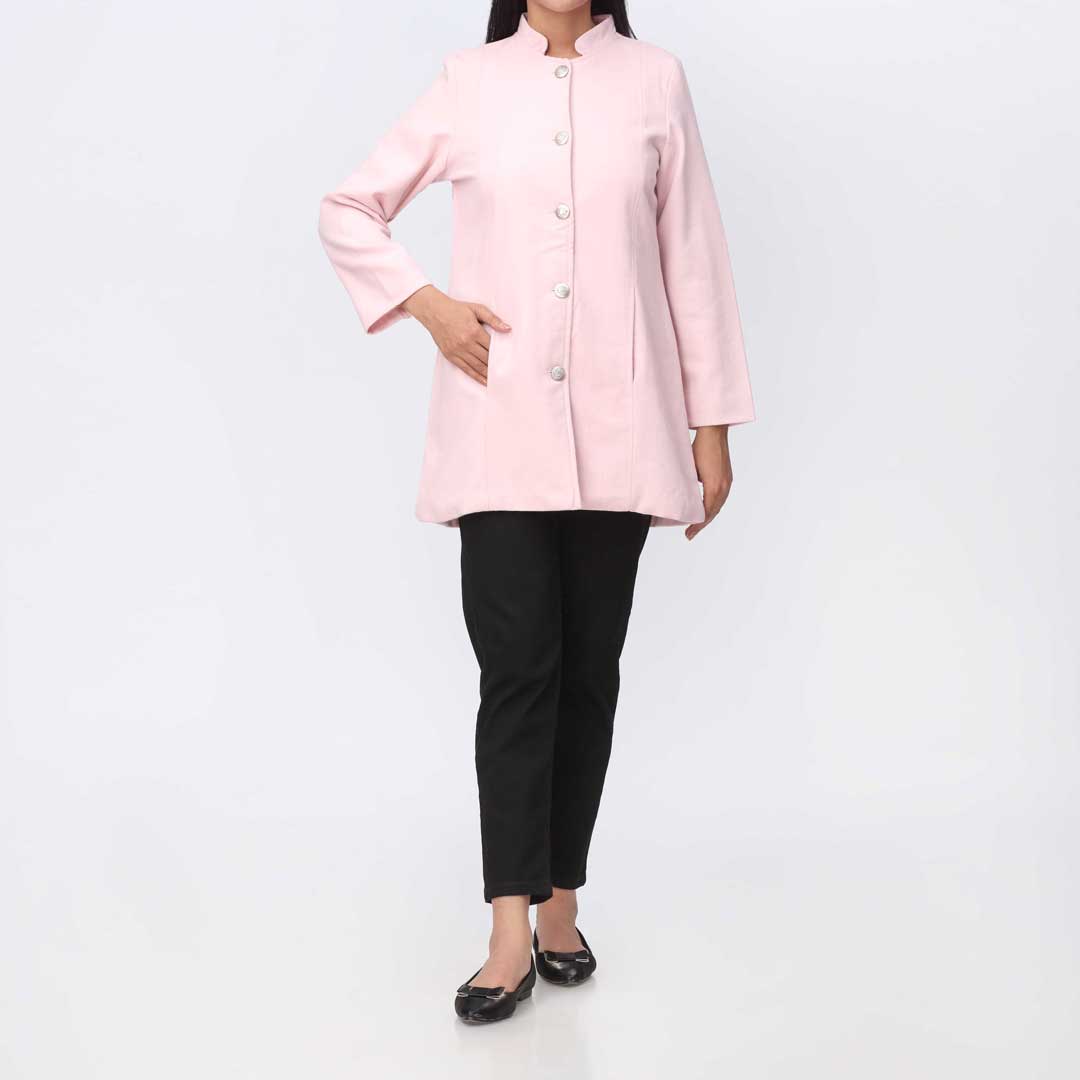 Pink Woolen Button Coat  PW9116