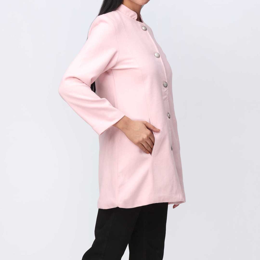 Pink Woolen Button Coat  PW9116