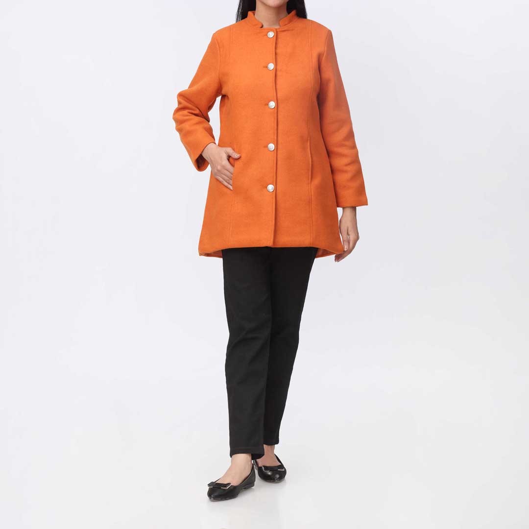 Rust Woolen Button Coat  PW9116