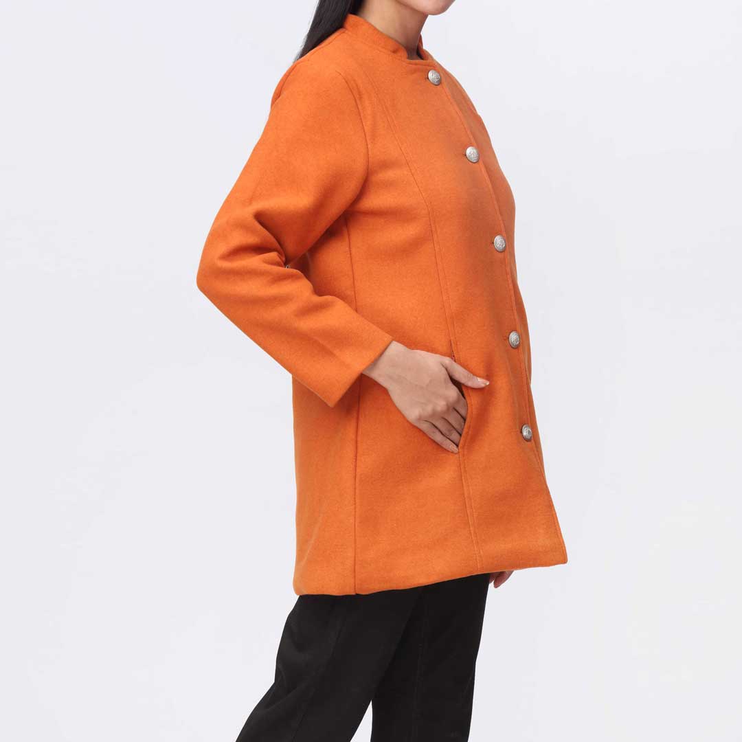 Rust Woolen Button Coat  PW9116