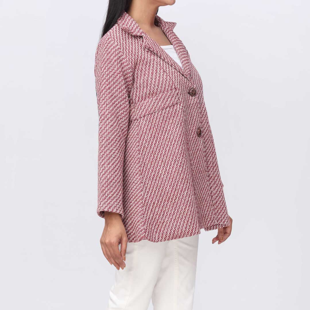 Maroon Woolen Button Coat  PW9118