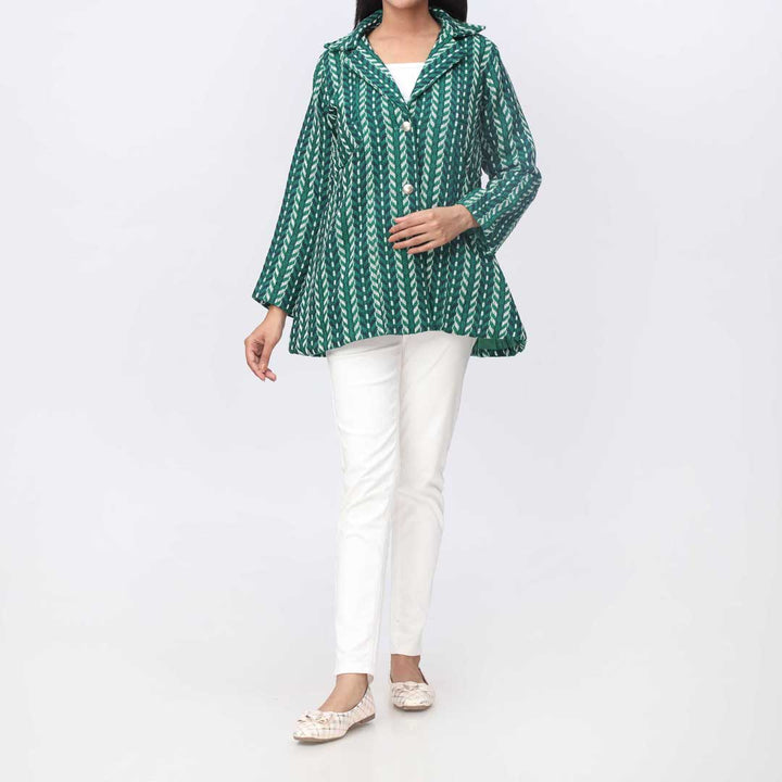 Green Woolen Button Coat  PW9118