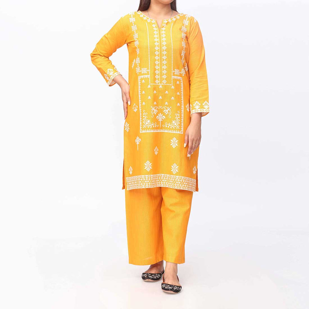 2PC-Embroidered Khaddar Shirt & Trouser PW9126